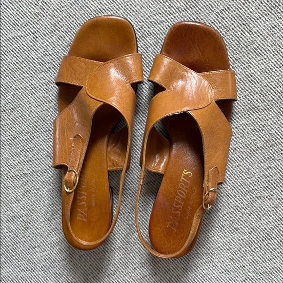 Vintage Brown Leather Sandals - Picture 1 of 5